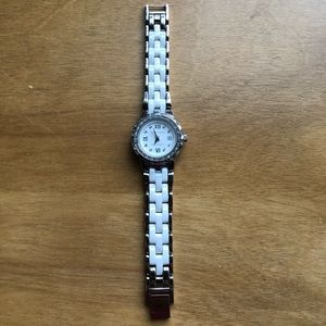 Watch Anne Klein white ceramic silver tone